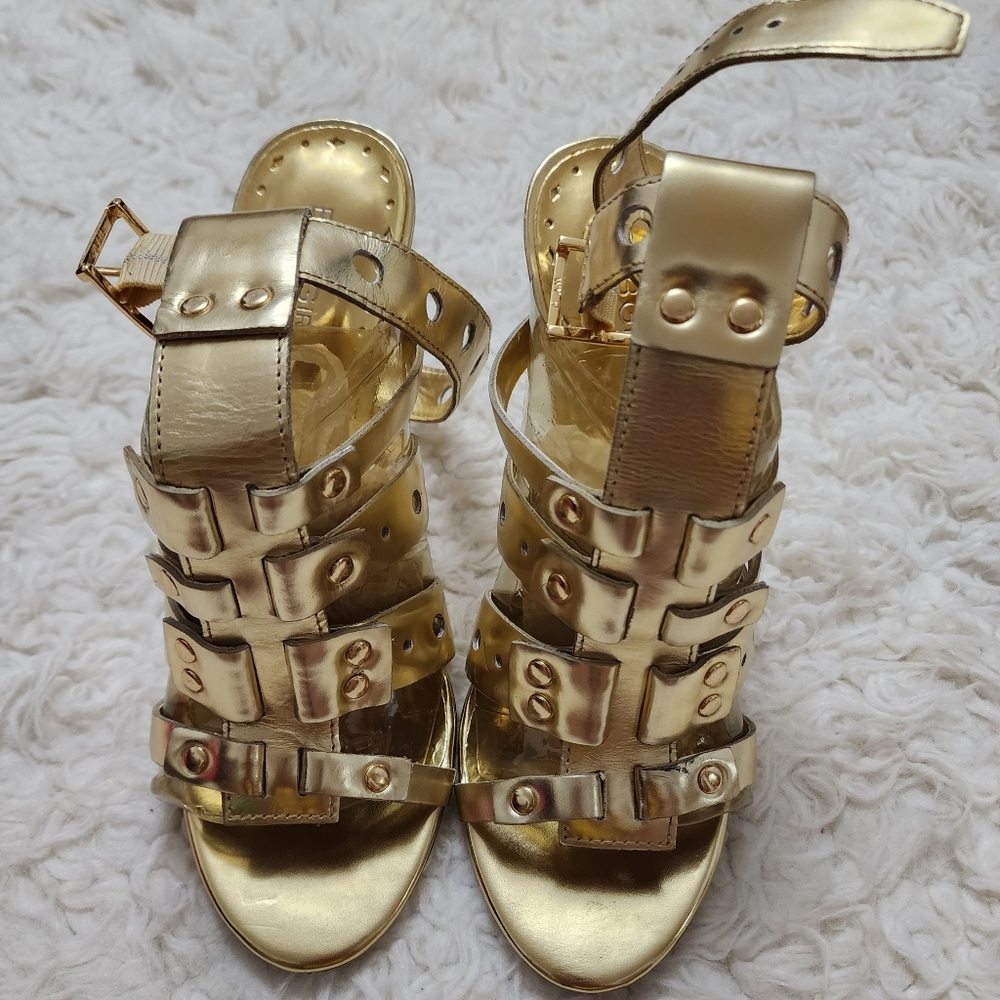BCBG Womens Gold High Heels